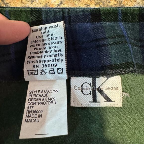 Vtg  90s Calvin Klein Jean Tartan Plaid Mini Skirt Valour Grunge Sz M 28” Waist - Picture 5 of 12